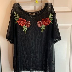Mesh Rose Crop Top